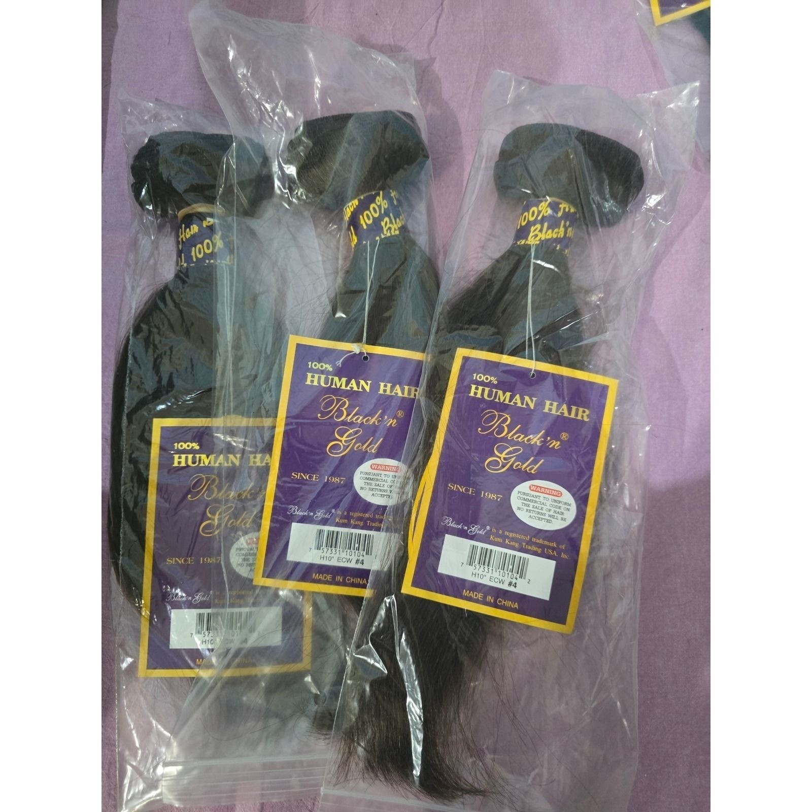 100% Human Hair Weave Bundle 10″ Color #4 Black ‘n Gold 3 PACKS ECW #4