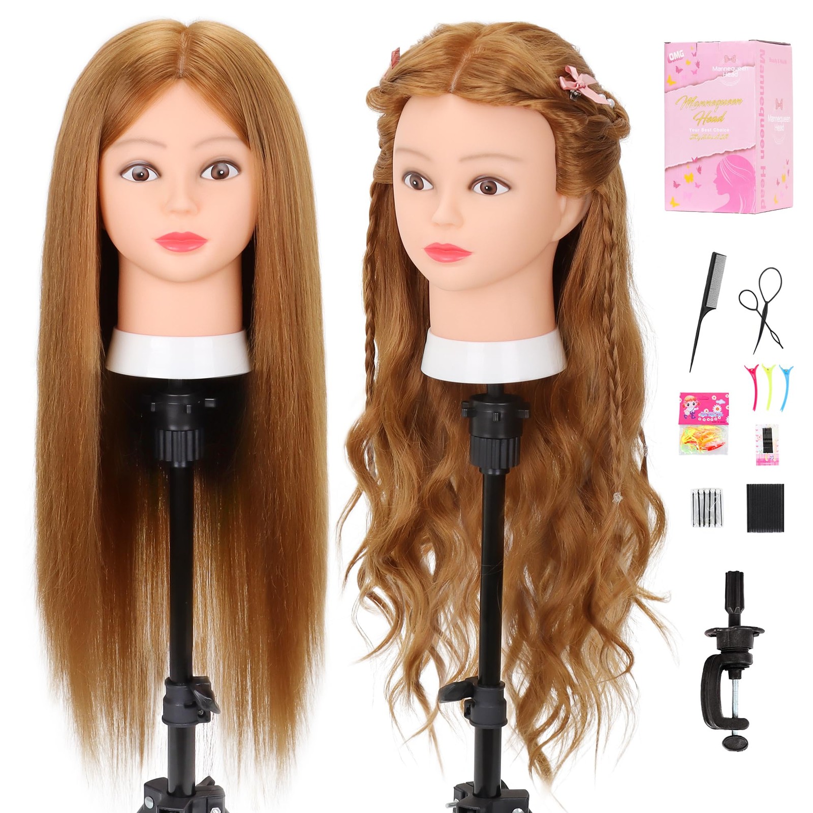 Mannequin Head 80% Real Hair 26-28” Blond for Cosmetology Styling Practice