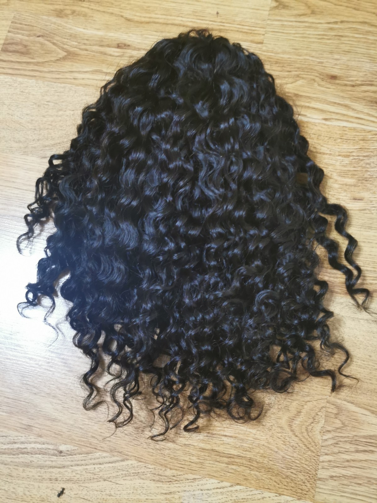 Quality Natural Black Burmese Curly Human Hair Headband Wig 16″