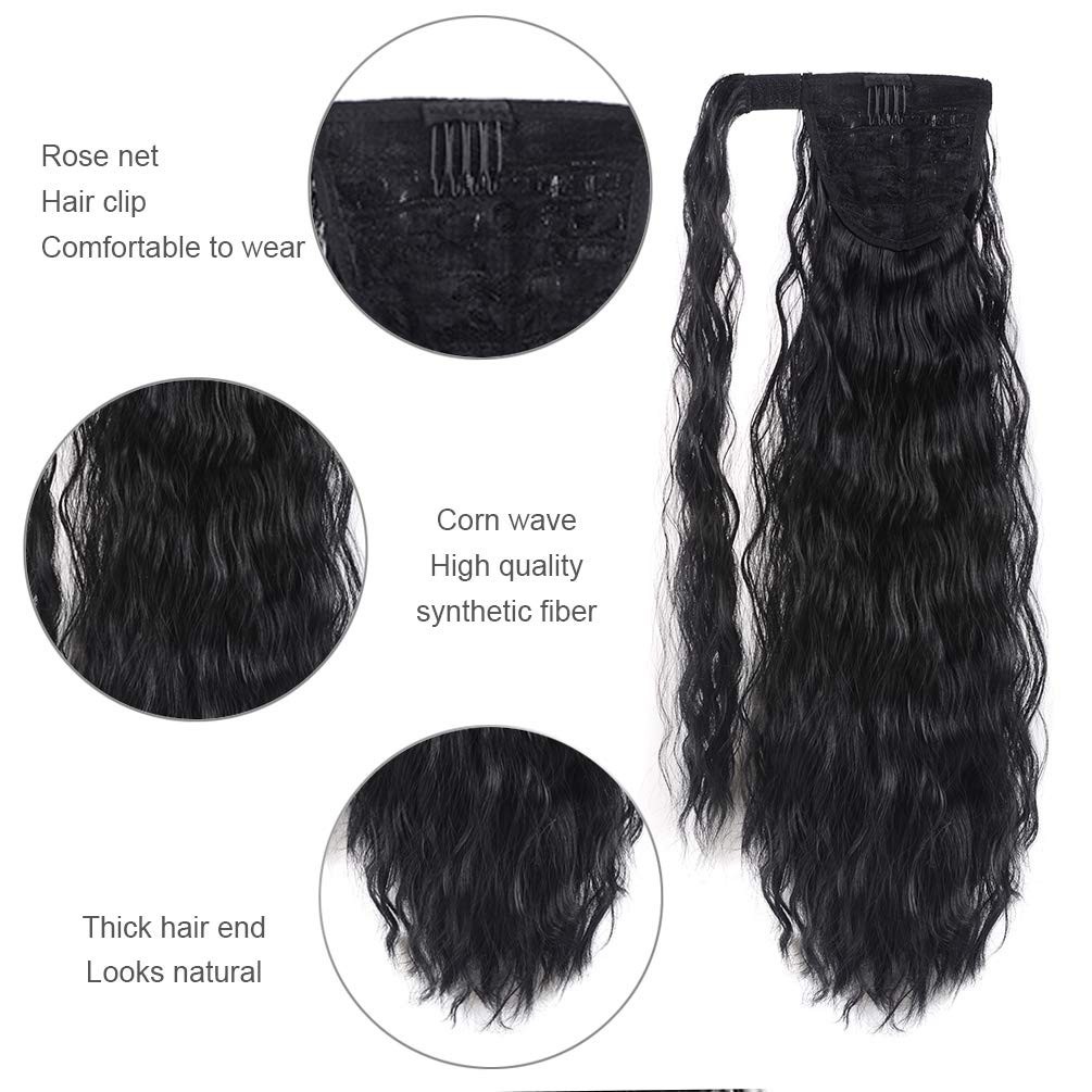 Elegant 22 Inch Corn Wave Curly Clip-In Ponytail Extension – Synthetic Hairpiece
