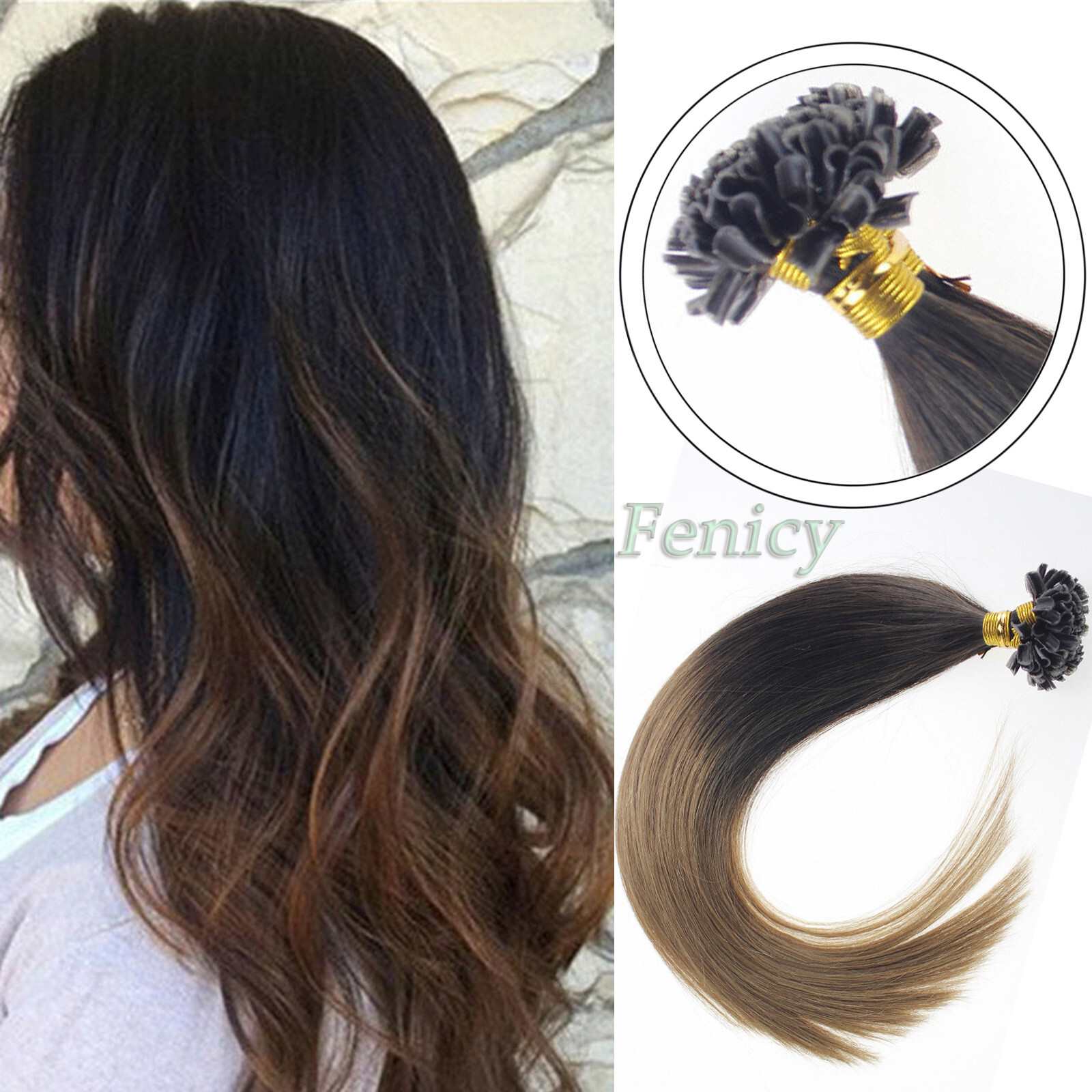 Keratin U Tip Human Hair Extensions Fusion Bonded Nail Tip DoubleDrawn Remy Hair