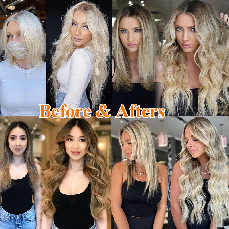 170G REAL THICK Double Weft Clip In Human Hair Extensions Clip On Hair Full Head