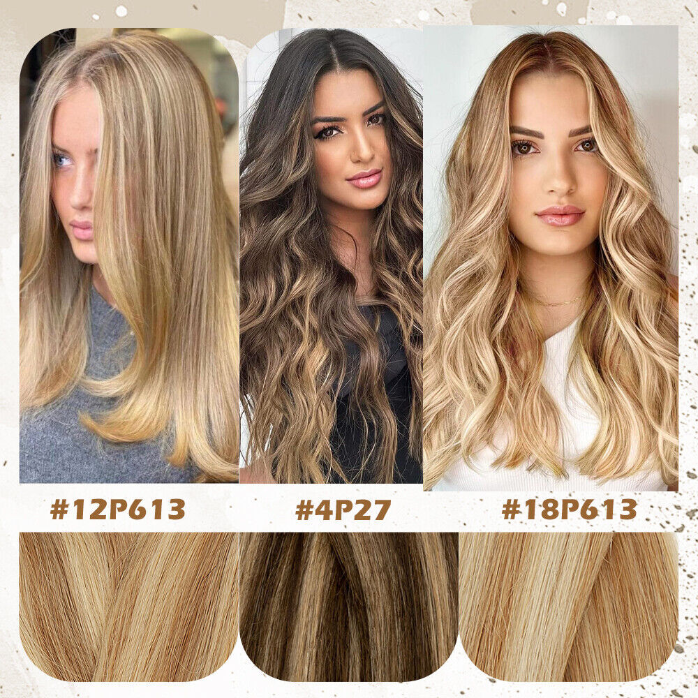 Ombre 40PCS THICK Tape In Russian Remy Human Hair Extensions Full Head Skin Weft