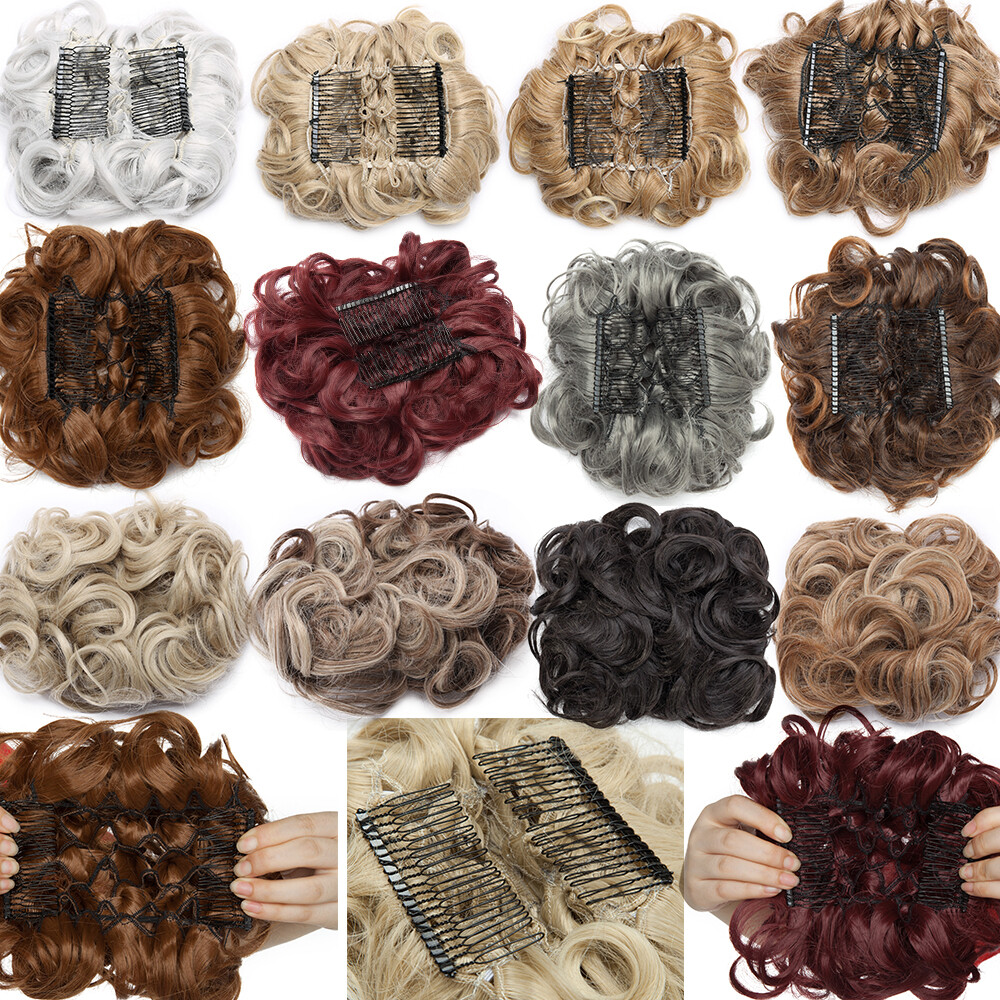 Bun Scrunchie Hair Extensions Updo Hairpiece For Woman Comb Clip in Chignon Wave