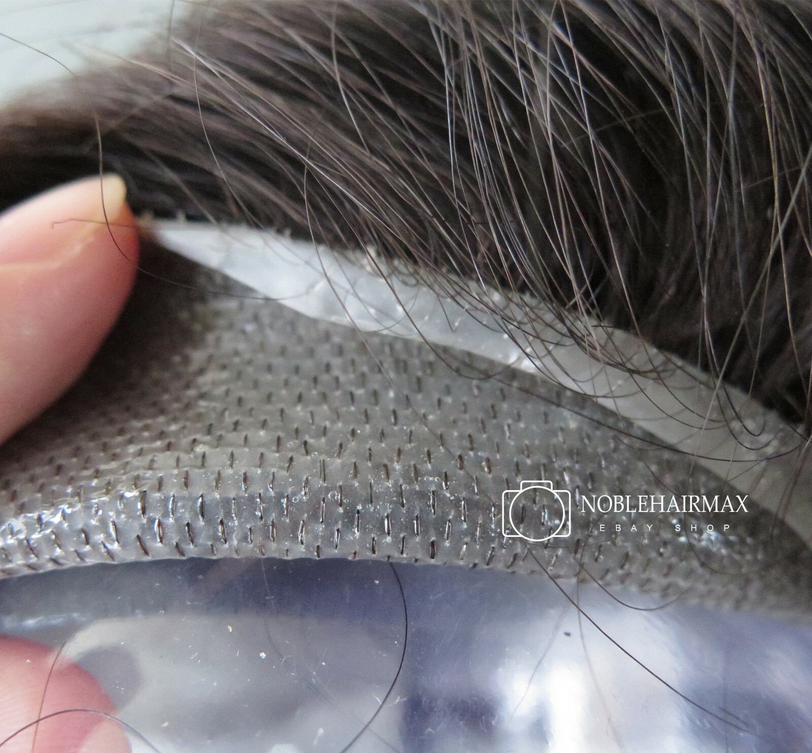 Natural Mens Human Hair Replacement System Thin Skin V-LoopToupee Hairpieces #2