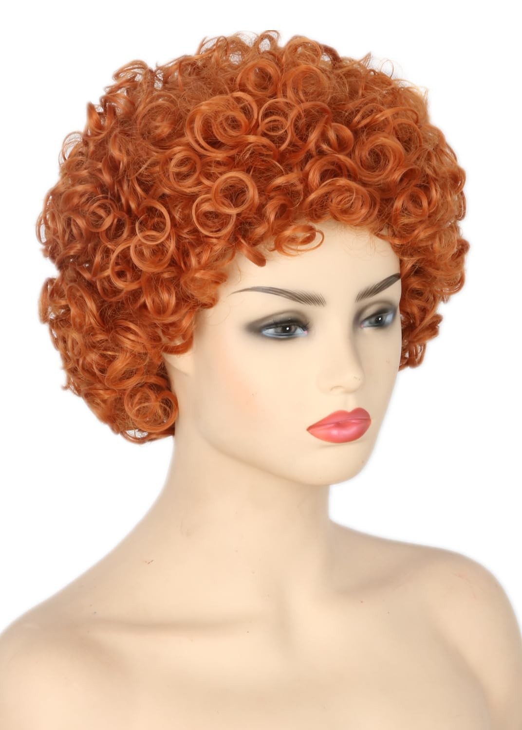 Women or Girls Annie Wig Reddish Brown Short Curly Afro Wig Halloween Costume…