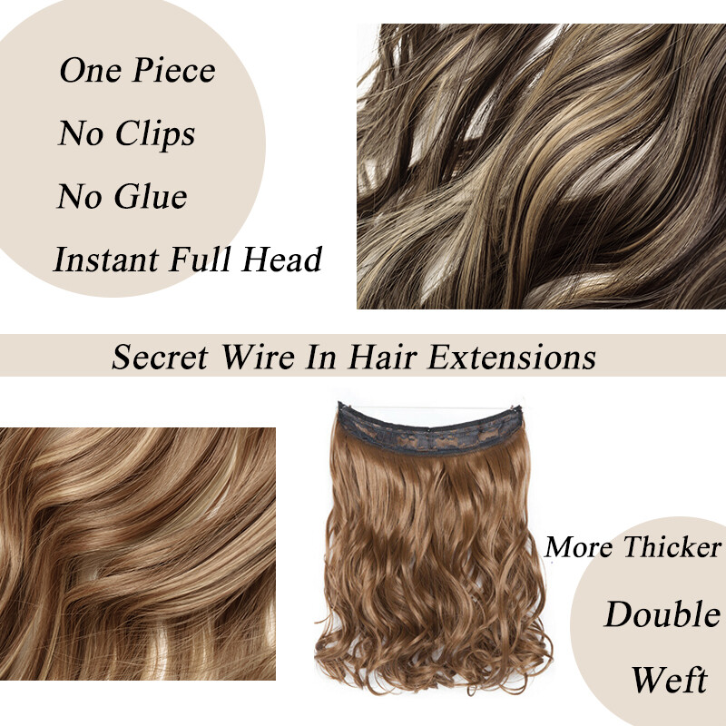 100% Natural One Piece Hair Extension 3/4 Full Head Hairpiece As Human Ombre mix