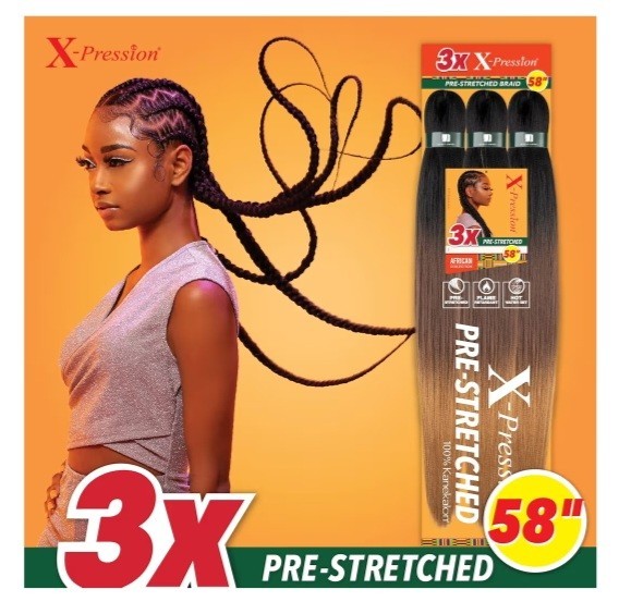 Sensationnel X-pression 3T2/30/27 Prestretched 58″ Braiding Hair 3X 5 Packs