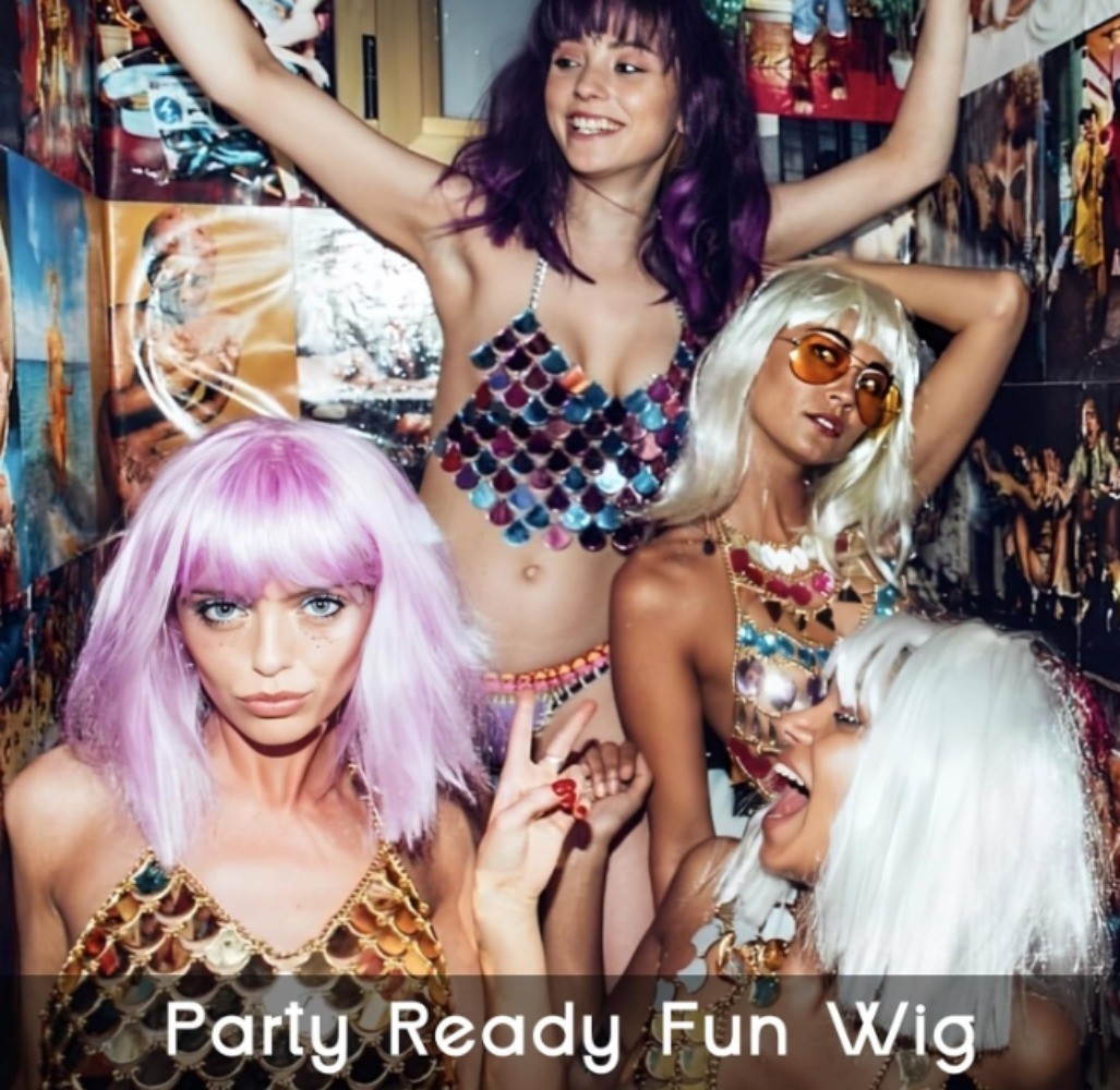 Women Short Straight Bob Wigs Heat Resistant Cosplay Party Halloween Wig 12 Inch