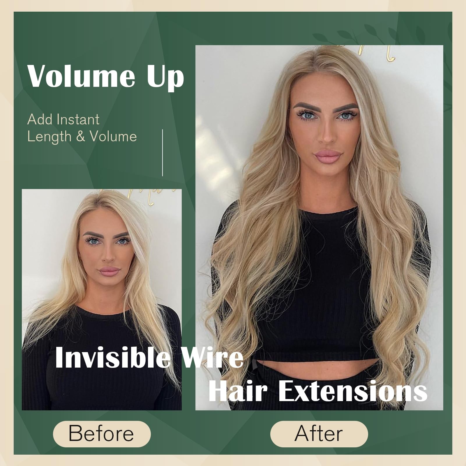 Ugeat Wire Hair Extensions Highlight Blonde12 Inch 70G Wire Hair Extensions