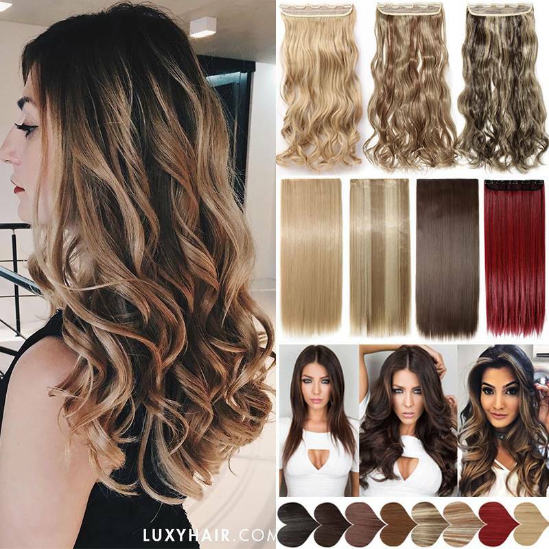 Real Long Wavy Thick One Piece Clip in Hair Extensions Natural Hairpiece Human