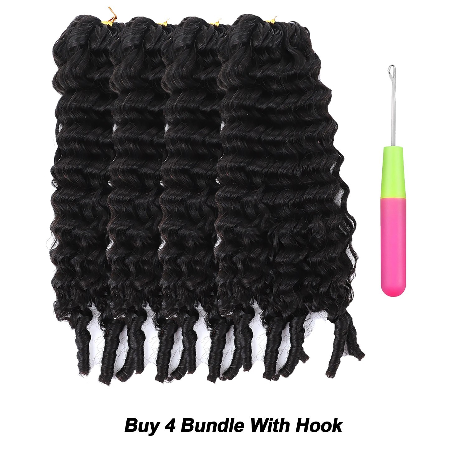 Human Hair Burmese Curly with Spiral Crochet Hair Extensions 50 Strands 1B Black