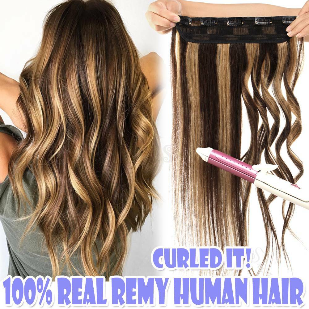 Russian 100% Remy Human Hair Extensions One Piece Clip In 3/4Full Head Weft Long