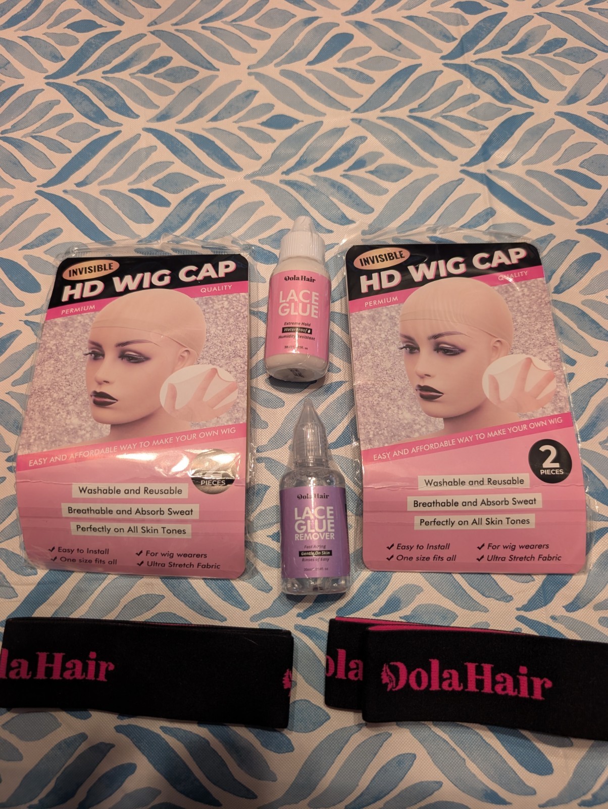 2 Wig Glue And Glue Remover,Hd Wig Cap,2 Head Bands Kits