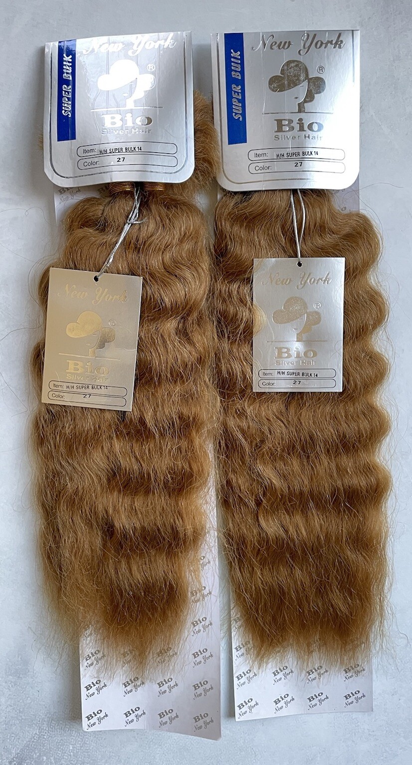 Human Braiding Hair by Bio, Super Bulk, 14″Long, 2-Pack Bundle Deal, Blonde #27
