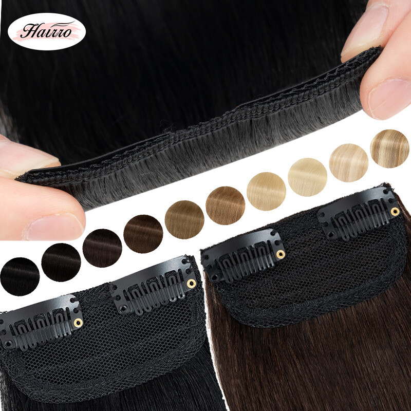 Thick Clip In Real Human Hair Extensions Seamless Small One Piece 2Clips Weft US