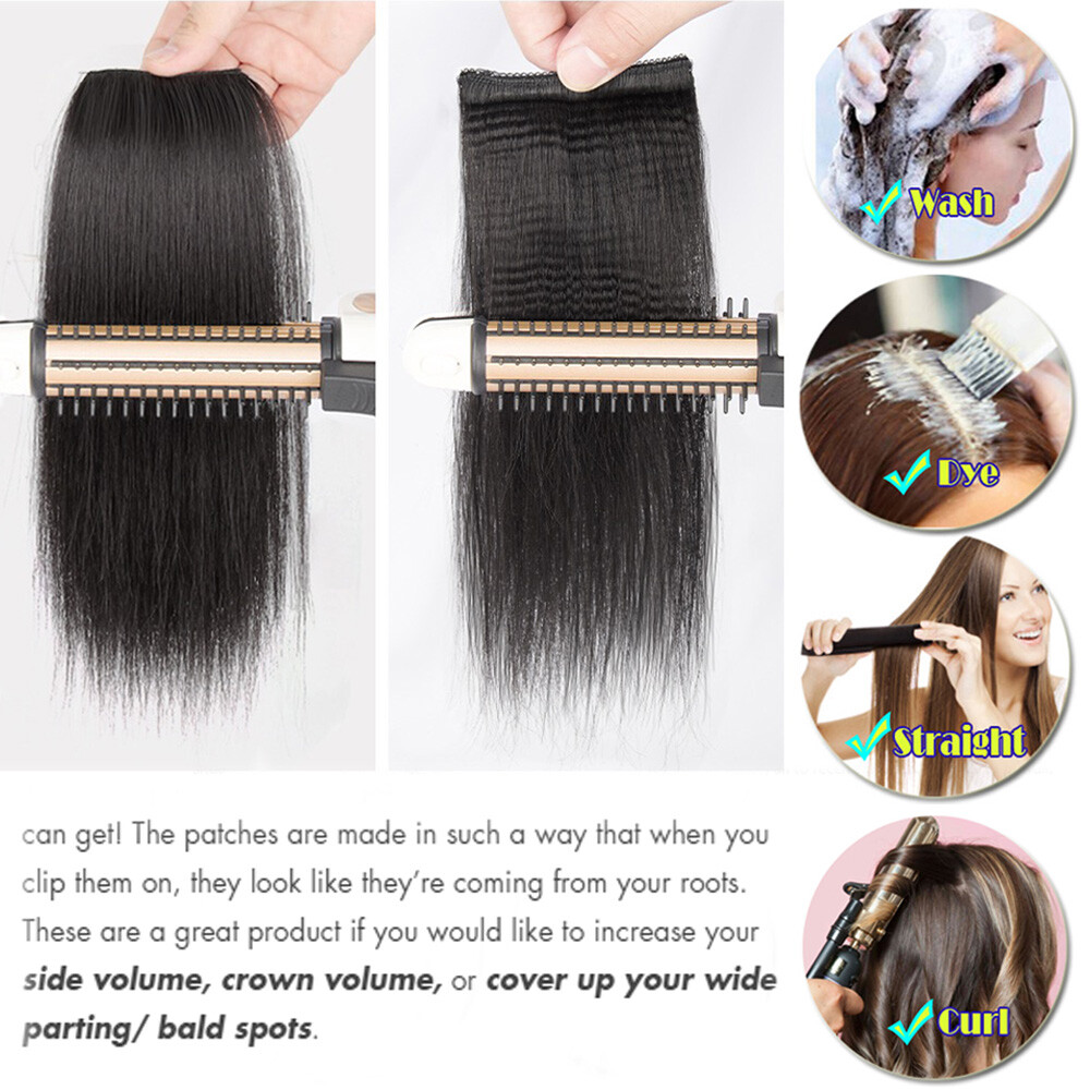 Thick Hair Pad Clip In Real Remy Human Hair Extensions Long-Short Hairpiece Weft