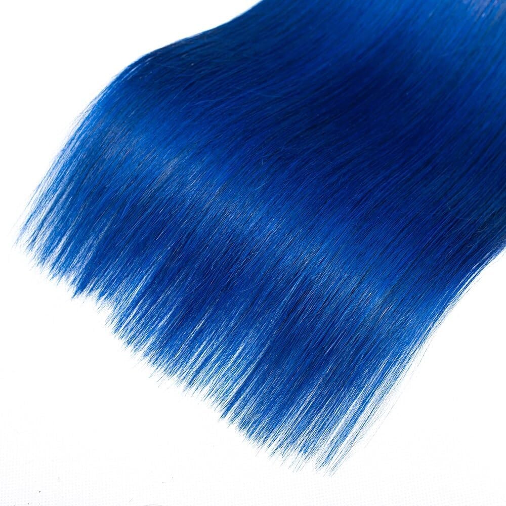 Luxvogue 14 16 18 Inch T1B Blue Brazilian Virgin Straight Human Hair 3 Bundles