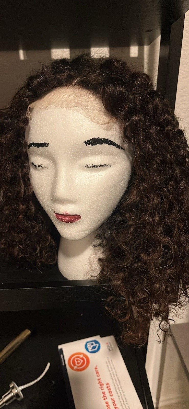 Lace Front Curly Wig for Women Dark Brown Shade Curly Texture