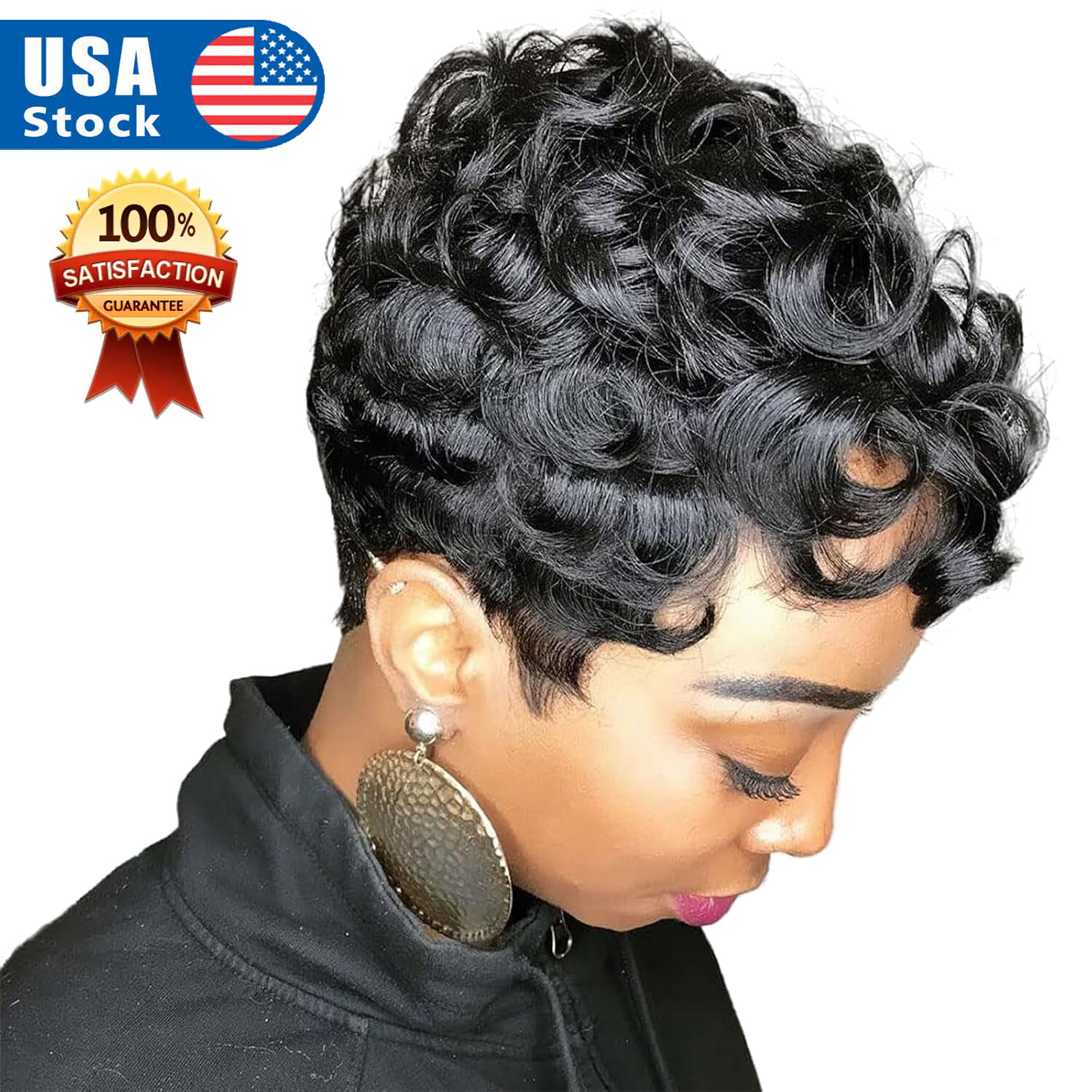 Pixie Cut Wig Short Curly Wigs for Black Women African Short Cut Wigs Synthetic