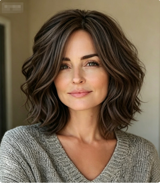 13×4 Lace Front Human Hair Wig Chocolate Brown Layer Bob Real Hair Wig For Women
