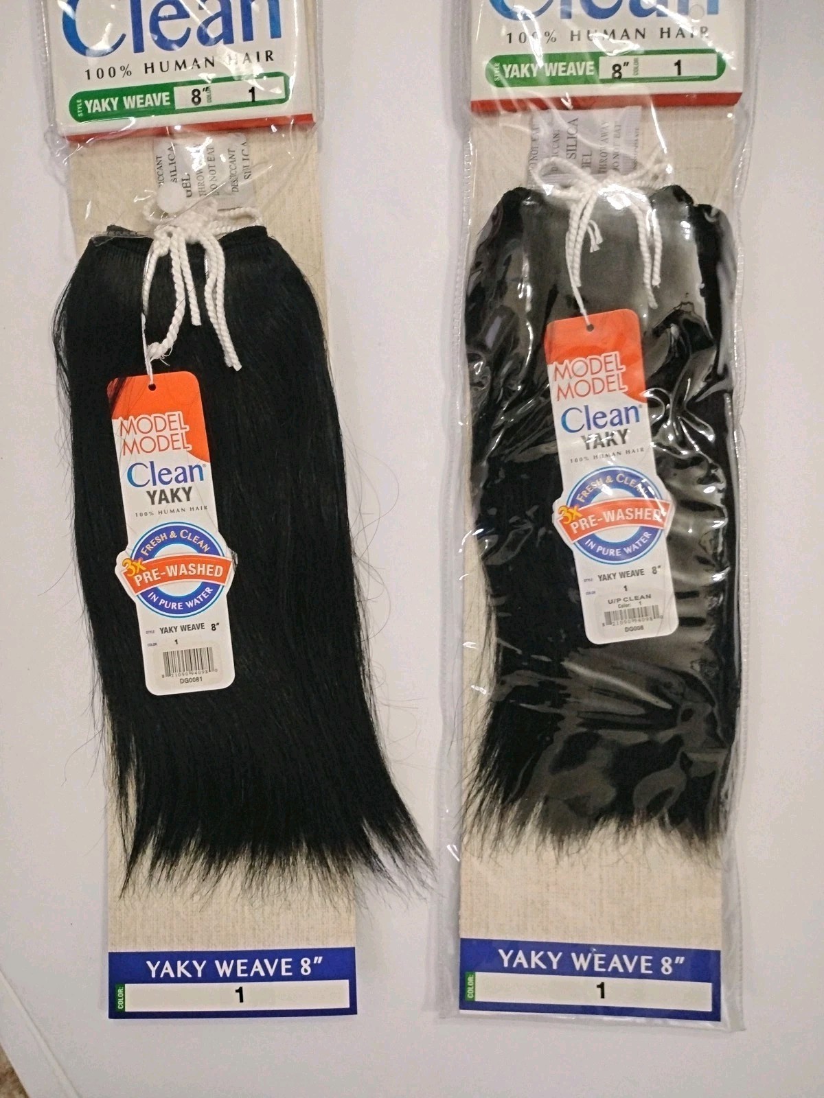 2 Packs MODEL MODEL Clean 100% Human Hair Weave Extension Yaky washed _8″_#1
