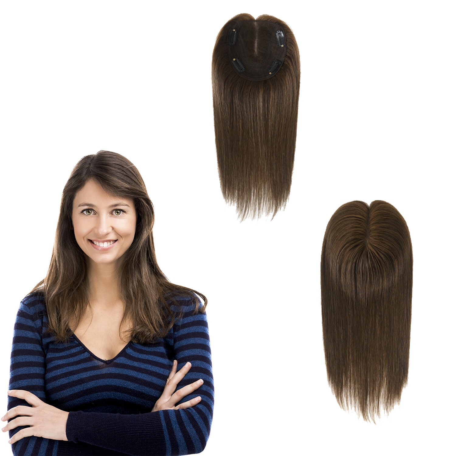 Topper for Women Durable Lace Toupee Human Hair Top Pieces TP79 #2
