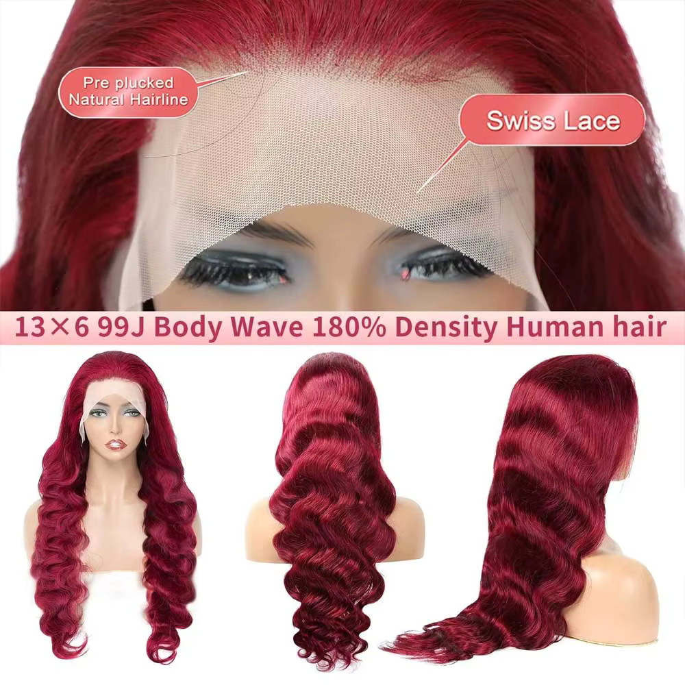 9Burgundy Wavy Human Hair Bundles Full Ends PRE PLUCKED Thick Full Wine Red Body