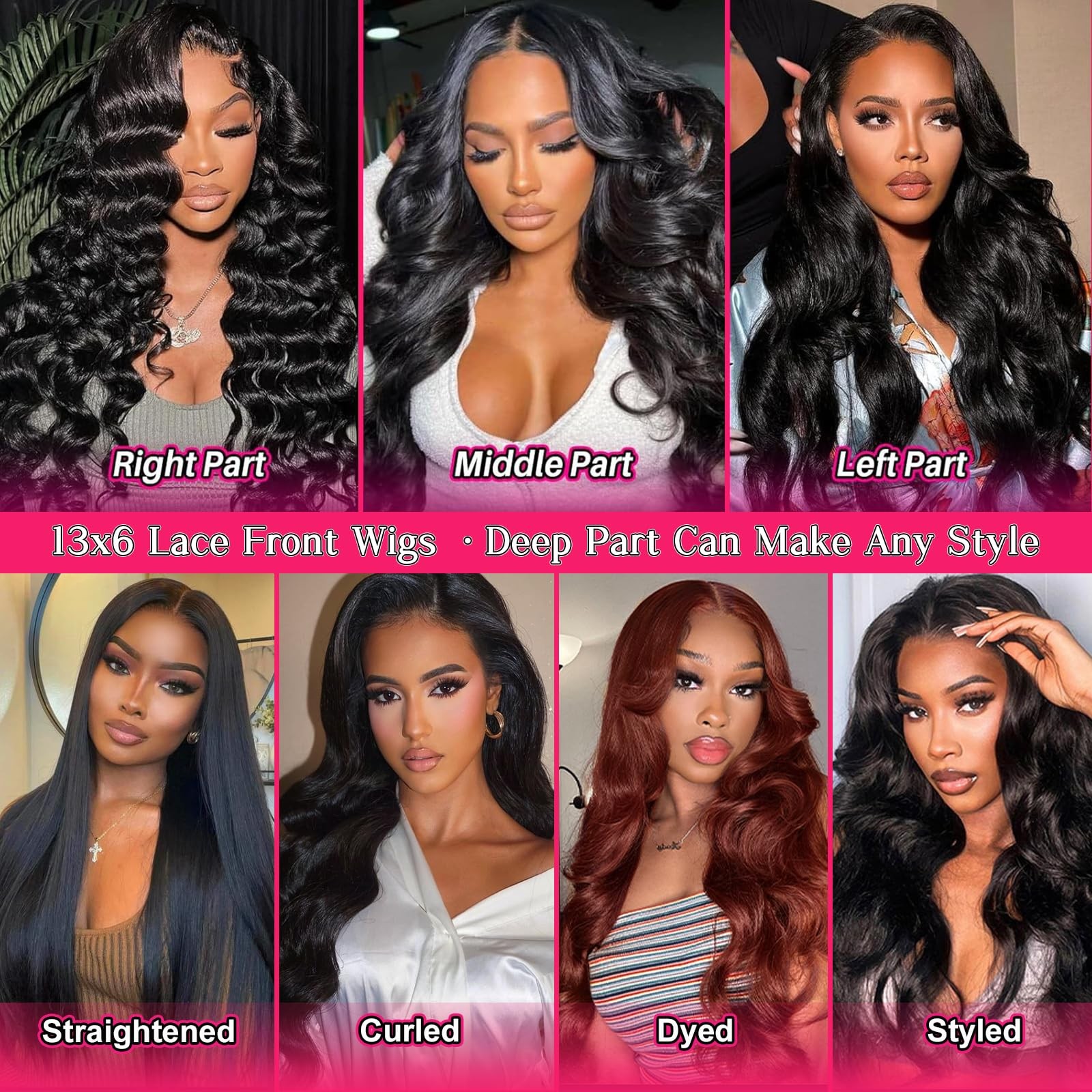 32″ 180% HD 13×6 Body Wave Human Hair Lace Front Wig PrePlucked Bleached Knots