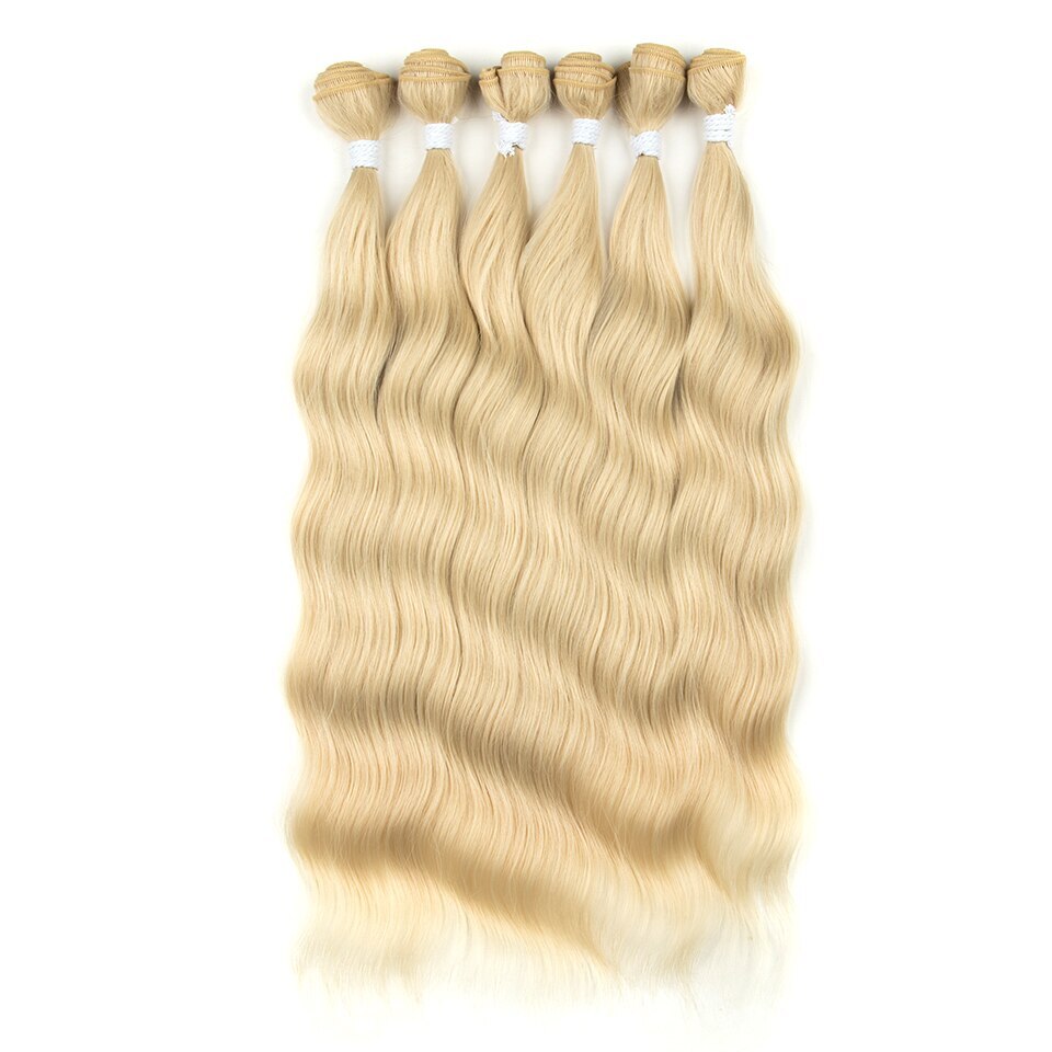 Water Wave Hair Bundles Synthetic Hair Extensions Ombre Blonde 6Pcs/Pack 20 inch