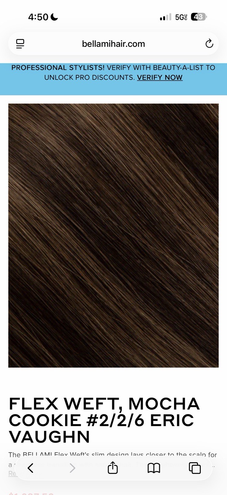 FLEX WEFT, MOCHA COOKIE #2/2/6 ERIC VAUGHN ROOTED 24IN/175g