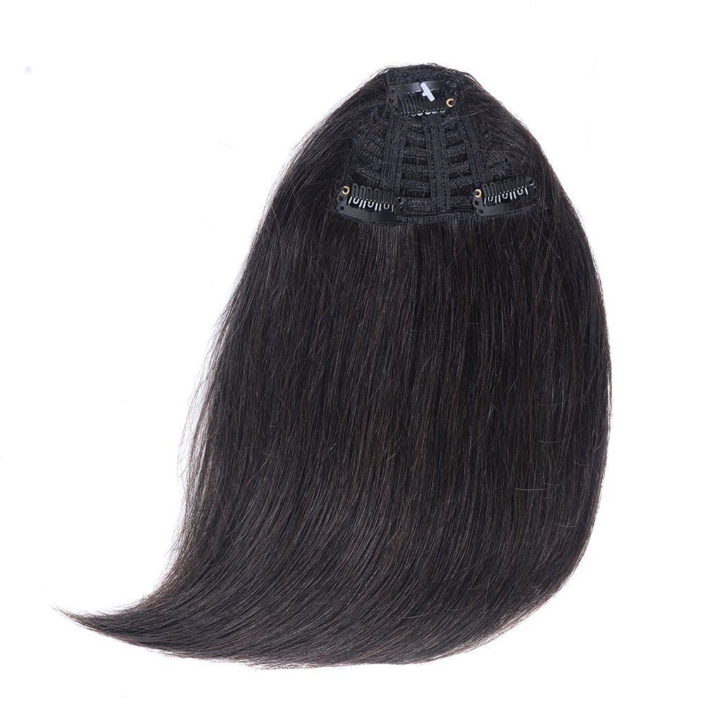 8″ Invisible Side-Swept Hair Bangs Clip In Topper 100% Human Hair Extension