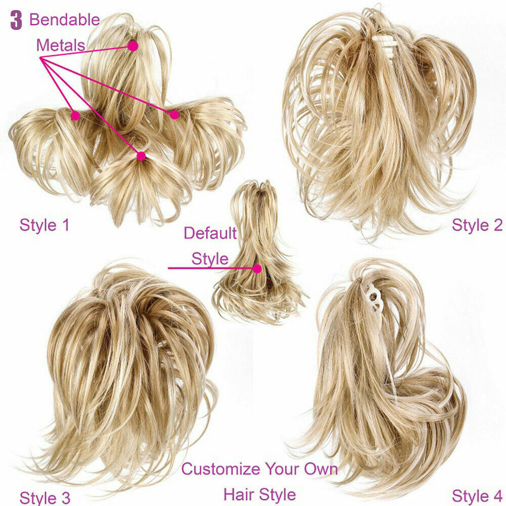 Natural As Human Messy Ponytail Hair Piece Claw In Hair Extension Short Wavy US