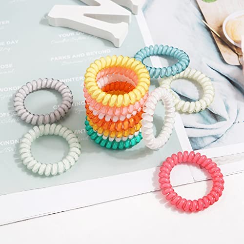 DED Spiral Hair Ties, 32PCS Coil Bracelets for Women, Girls – No Candy Colors