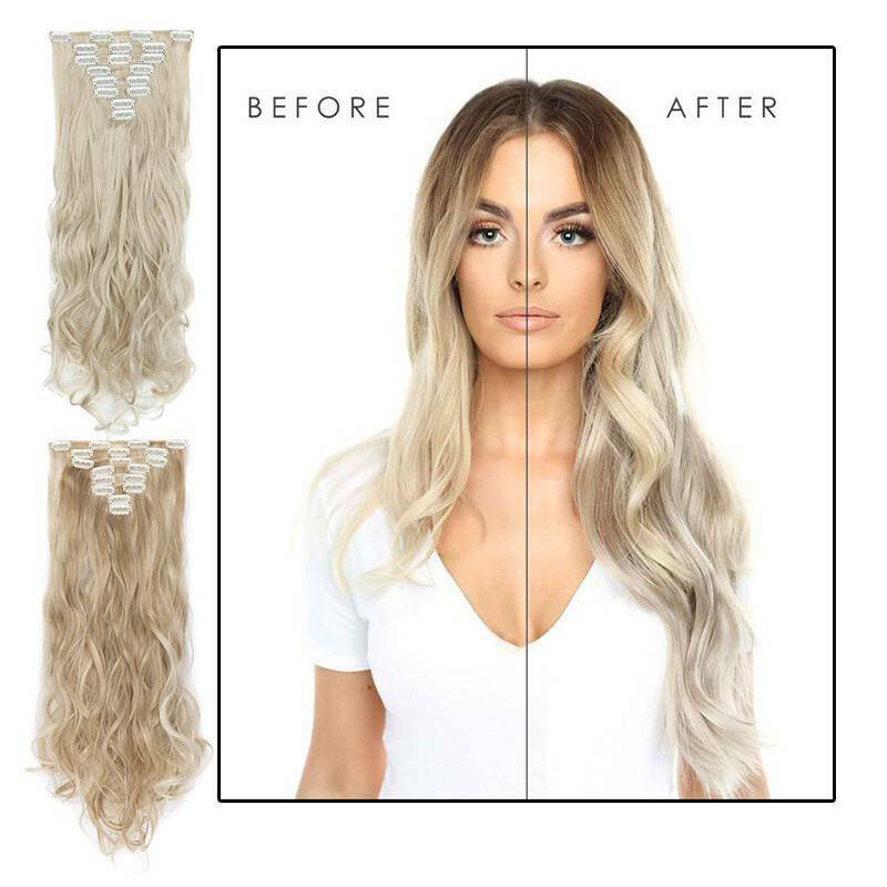 Full Head Set Clip In Hair Extensions Long Soft 100% Real Natural as Human Ombre