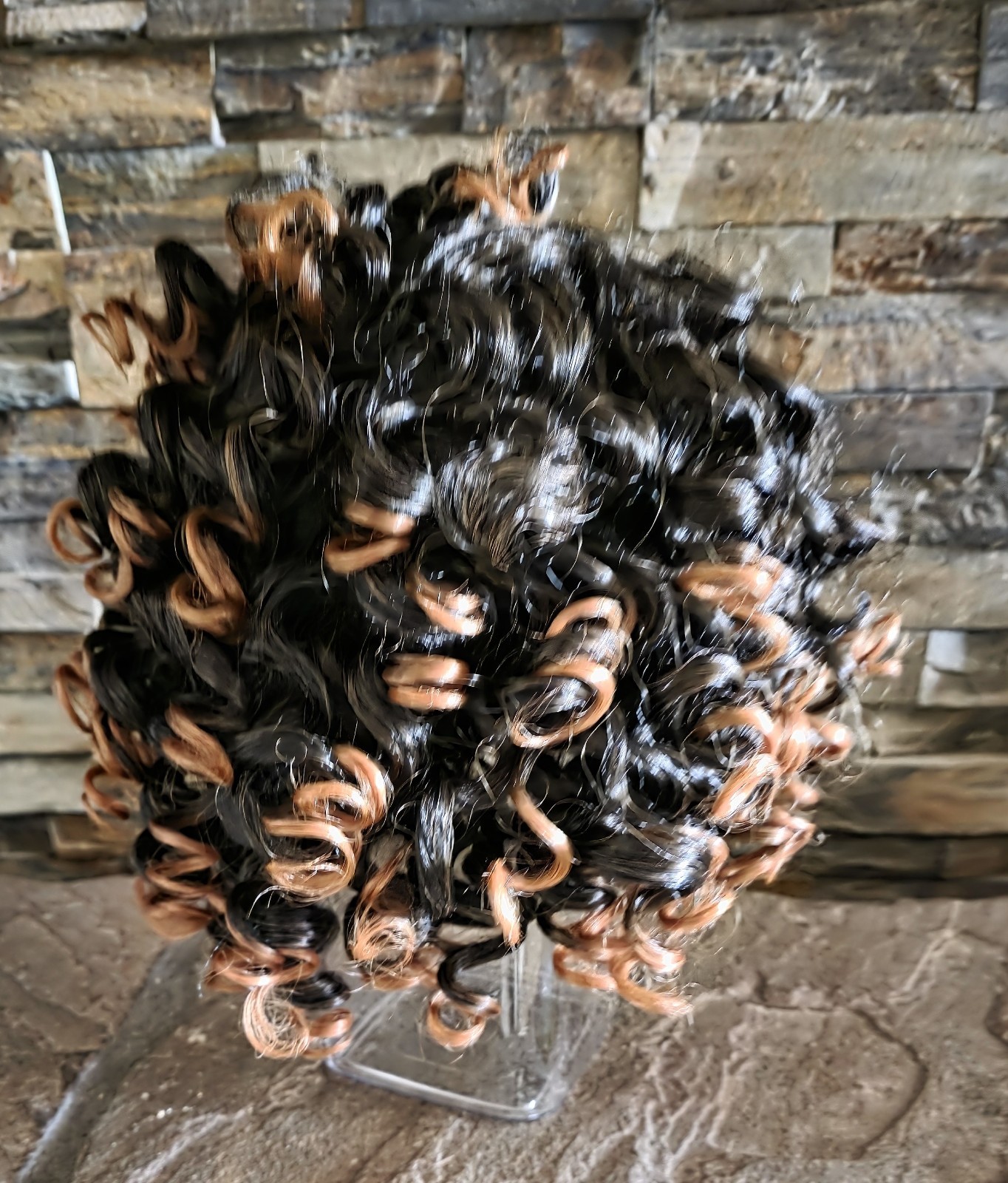 Dark Brown Curly Wigs Short Loose Curly Wig with Bangs Cap Included New
