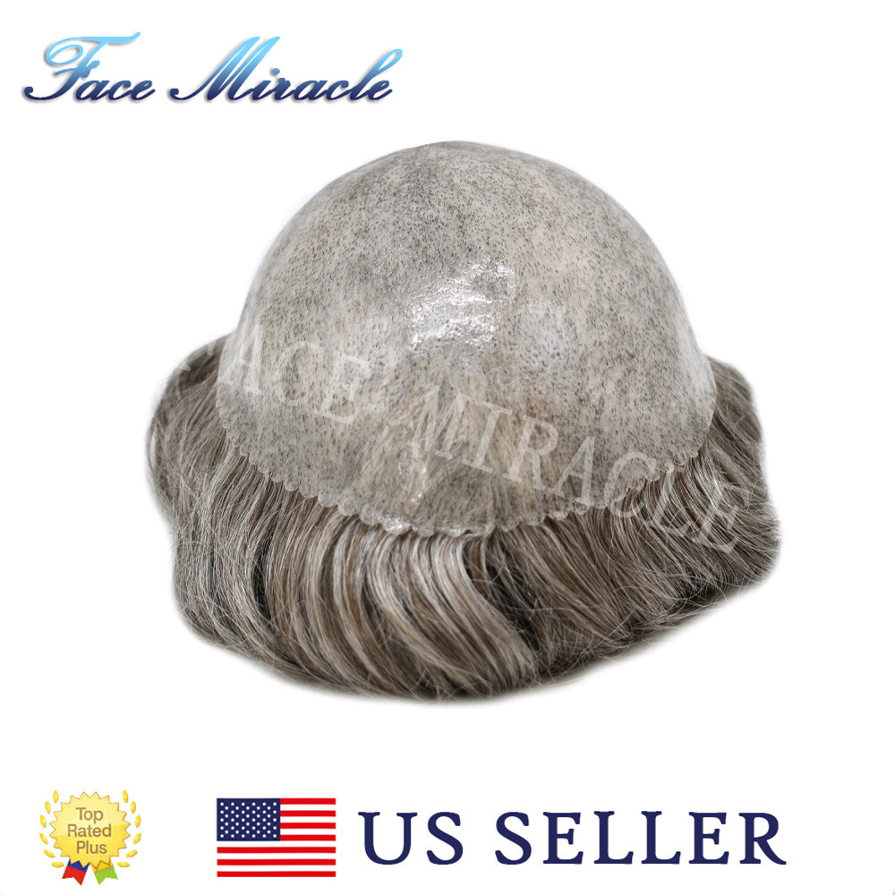 Full PU Mens Toupee Hair Piece Human Hair Replacement Systems Toupee for Man Wig