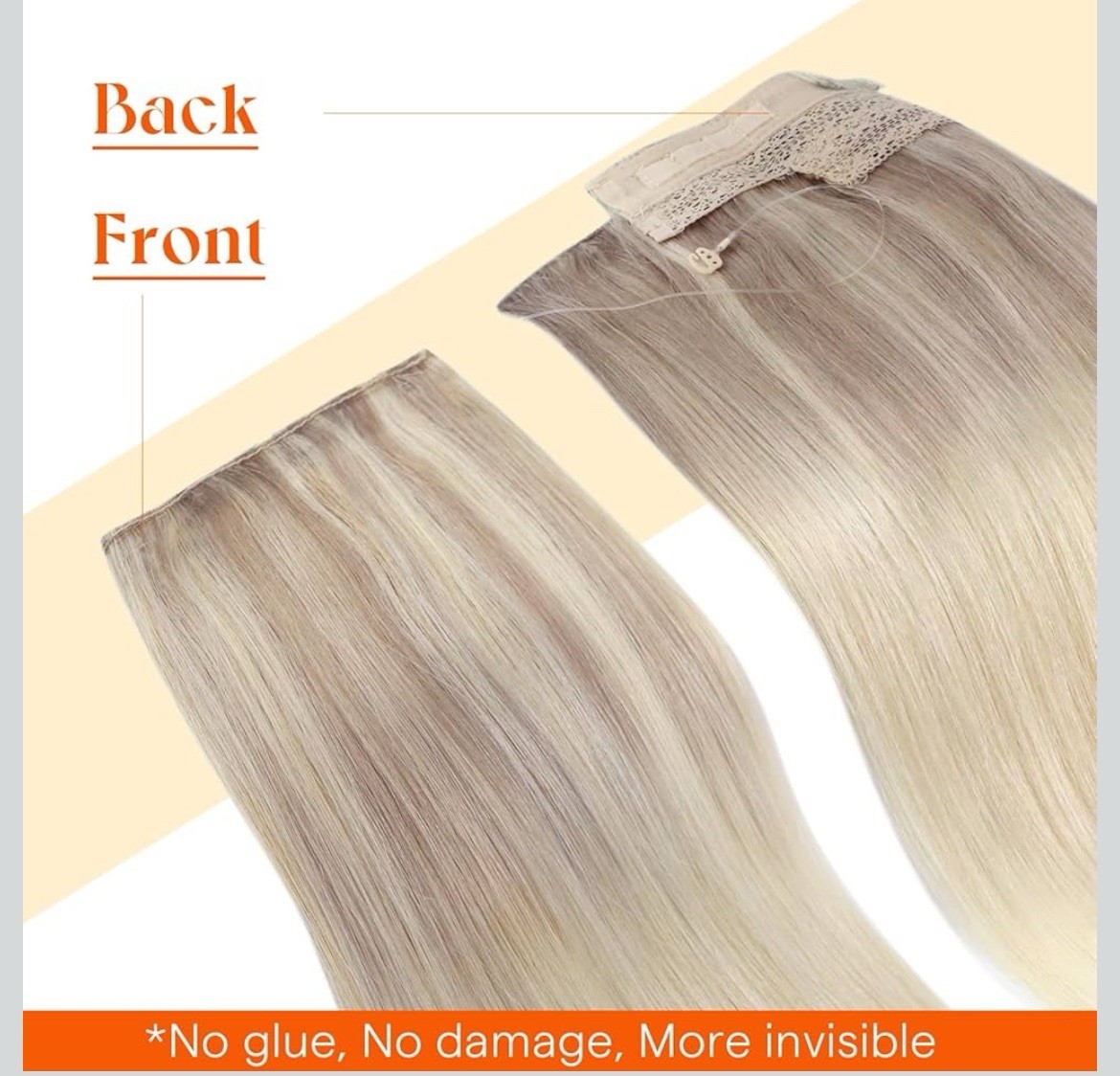 Sunny Hair FISHLINE 16″ Ash Blonde to Platinum Halo Wire Human Hair Extensions