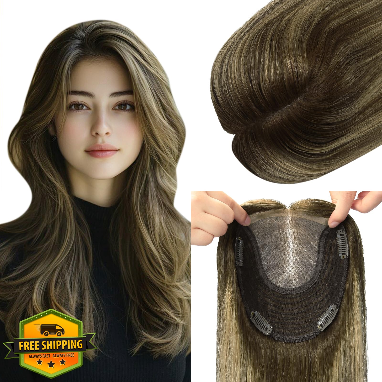 kolala 14 Inch 65g Balayage Chocolate Blonde Hair Topper