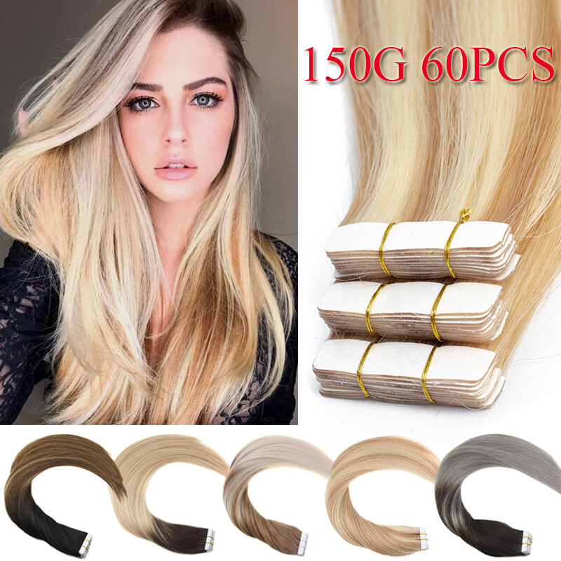 Balayage Tape In Real Remy Human Hair Extensions 100% Skin Weft THICK Full Head