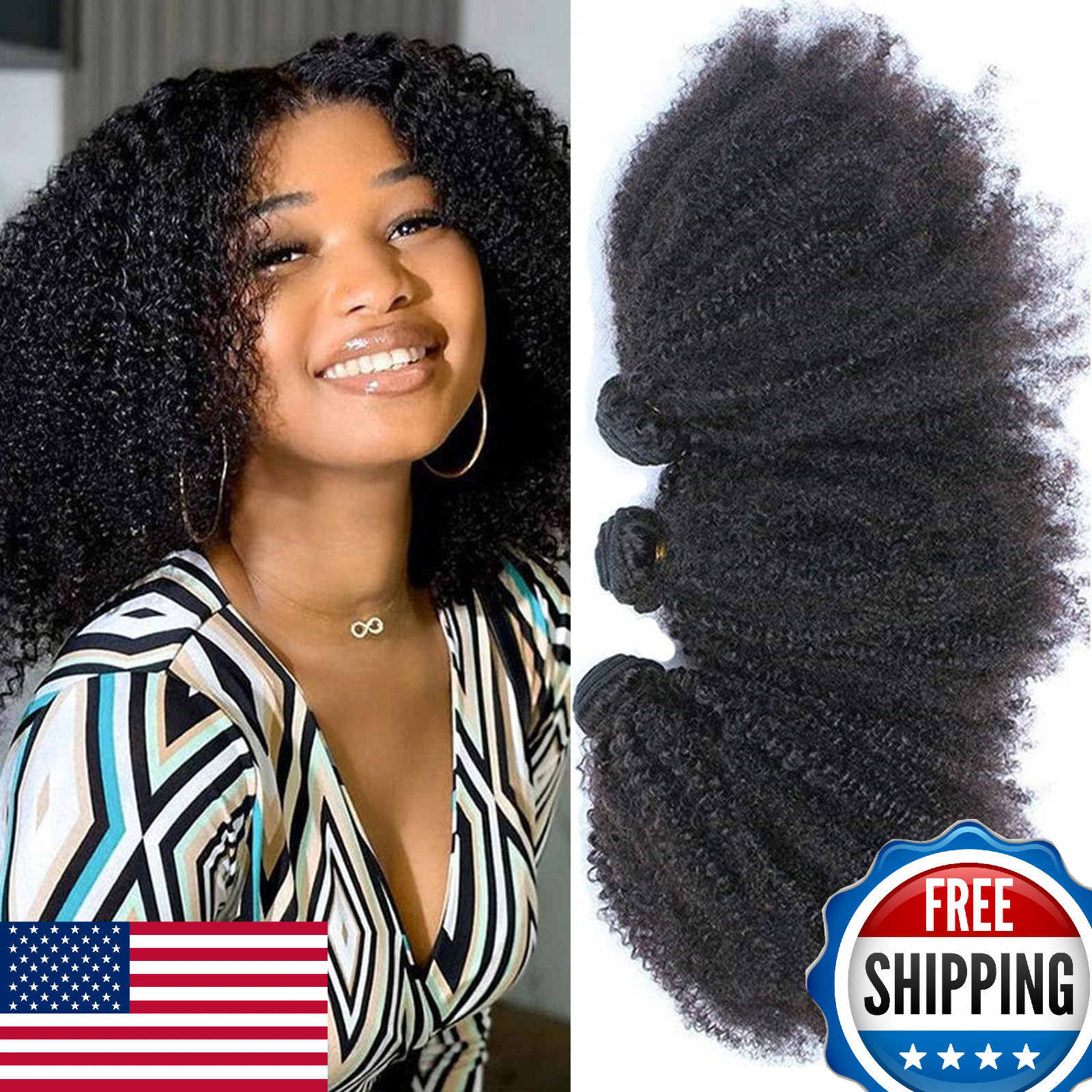 Mongolian Afro Kinky Curly Human Hair Bundles 8 10 12 Inch 4B 4C