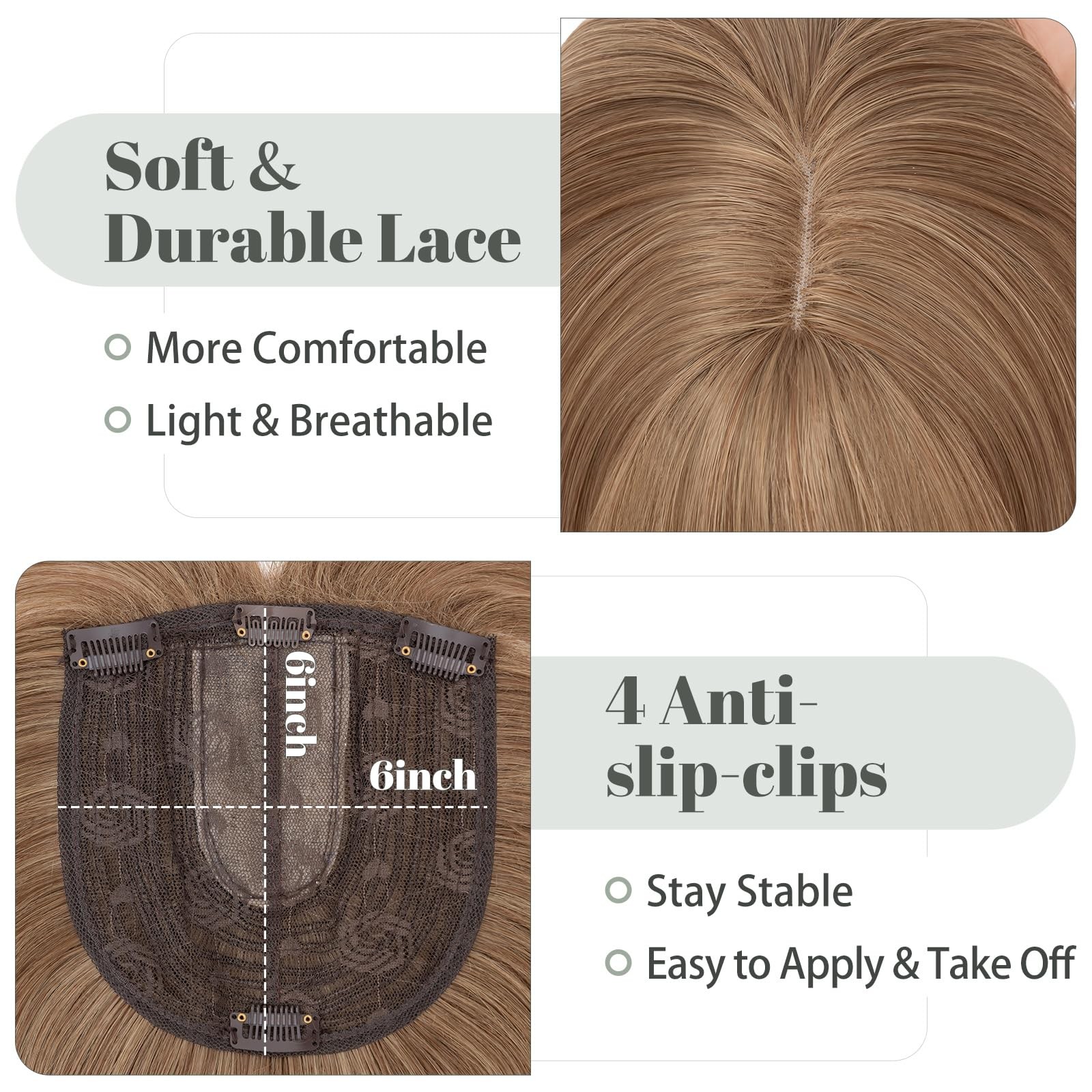 My-Lady Hair Toppers For Women Thinning Hair 18 Inch 6X6 Lace Base Wiglets Side