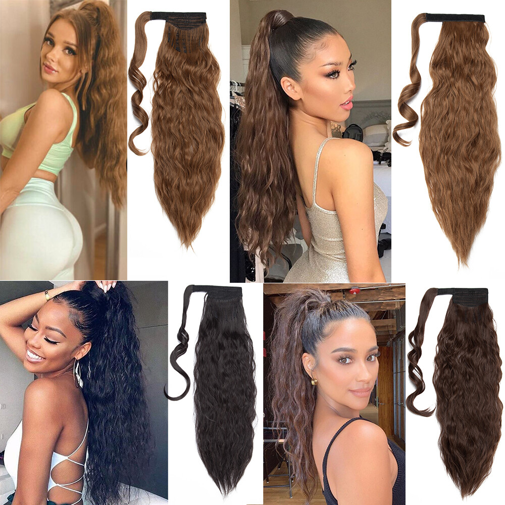 Real Thick Wrap Ponytail Hair Piece Clip in Hair Extension As Human Pony Tail US