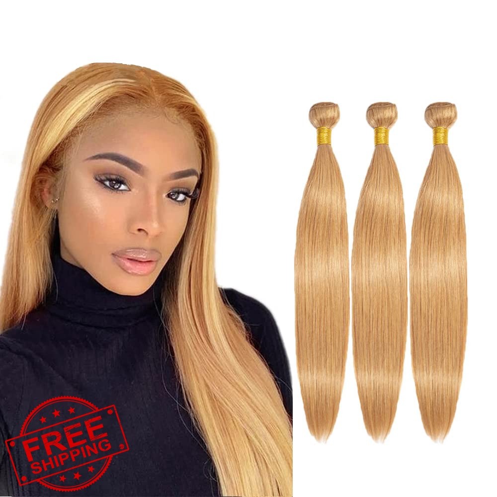 #27 Blonde Bundles Human Hair Straight Bundles Human Hair 14 16 18 Inch FuivJ…