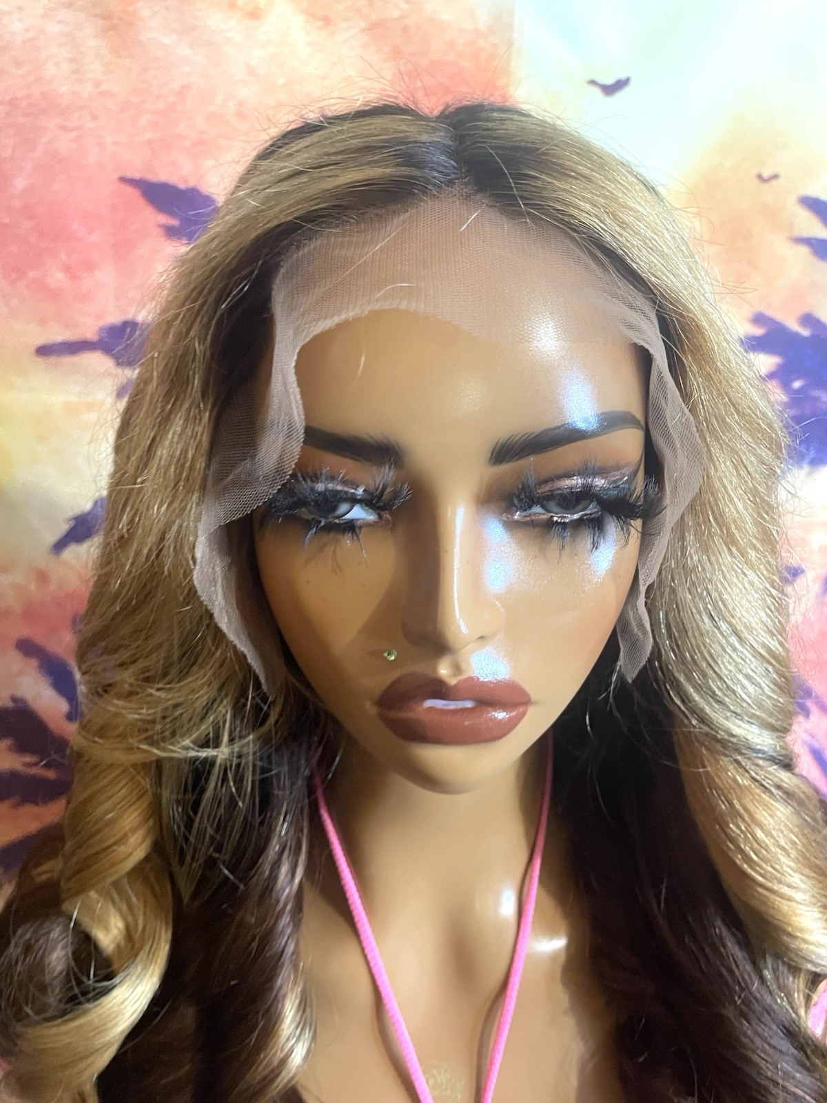22” Honey Blonde & Brown Ombre Body Wave Human Hair 13×6 Lace Front Wig