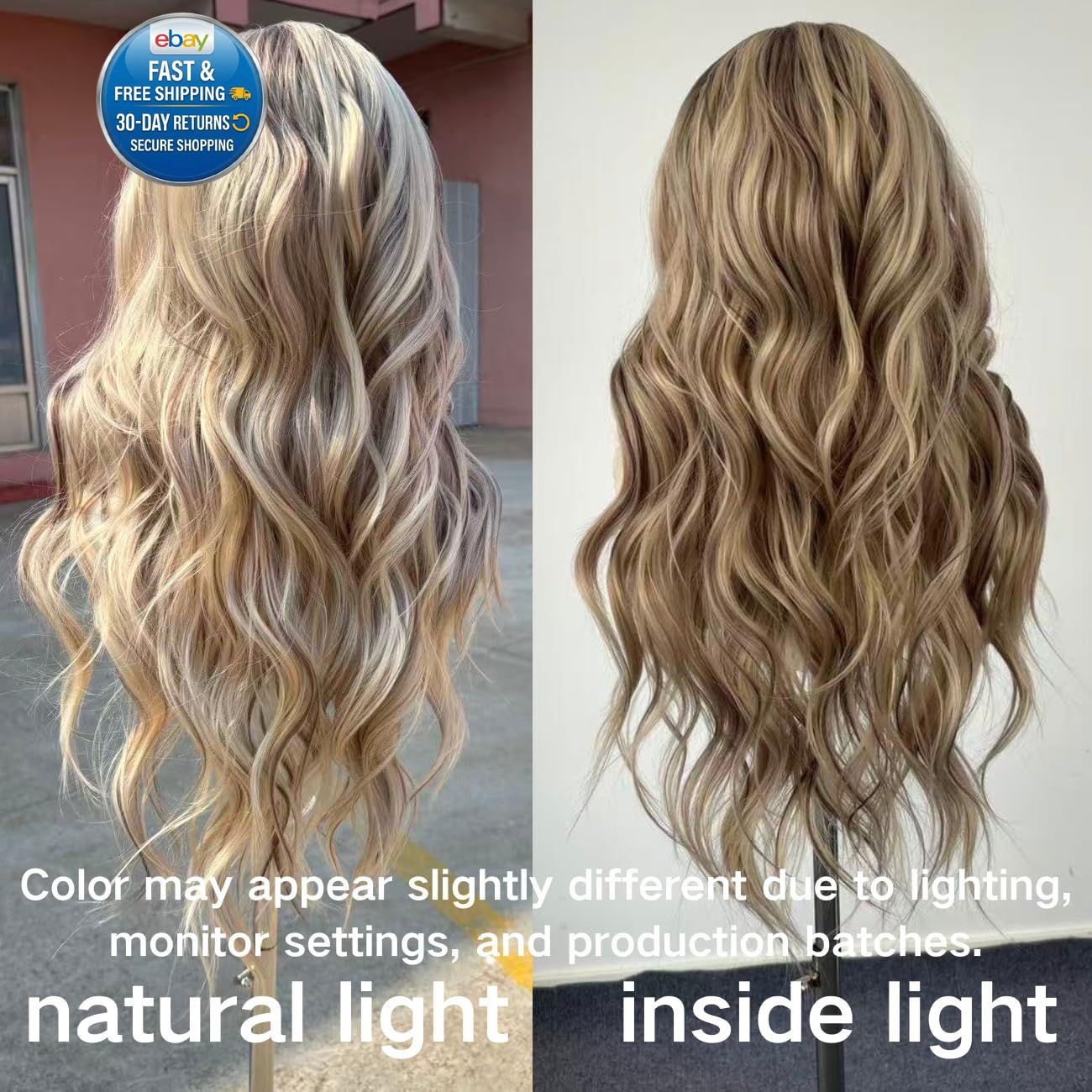 Highlight Ash Blonde Lace 150 Density, F22-Ash Wavy 24″