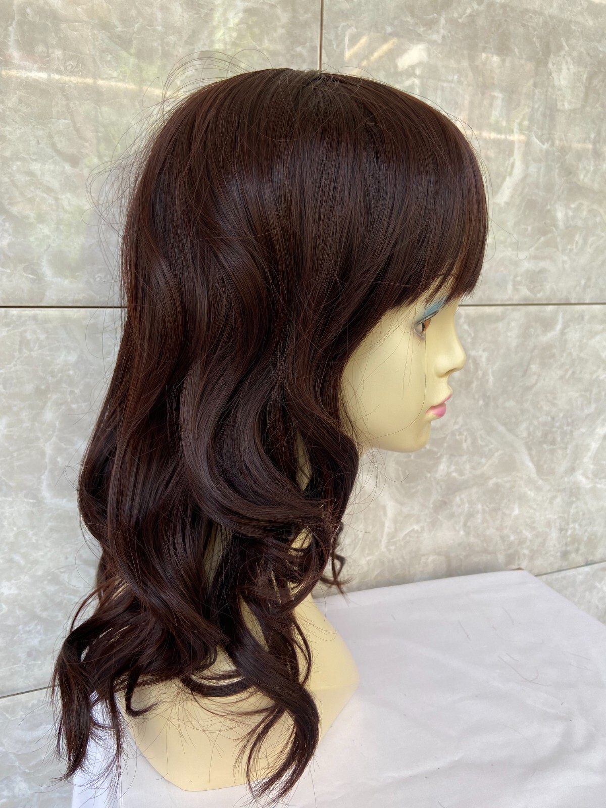 Long Wavy Dark Brown #2/33 Synthetic Hair With Bangs Women Soft Natural