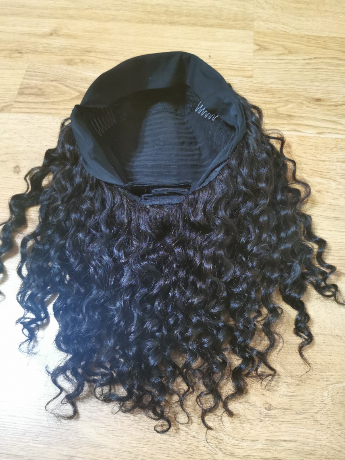 Quality Natural Black Burmese Curly Human Hair Headband Wig 16″