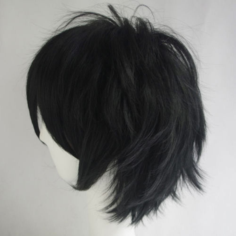 Unisex Short Cosplay Black Hair Wig Women Men Male Fluffy Straight Pixie Wigs…