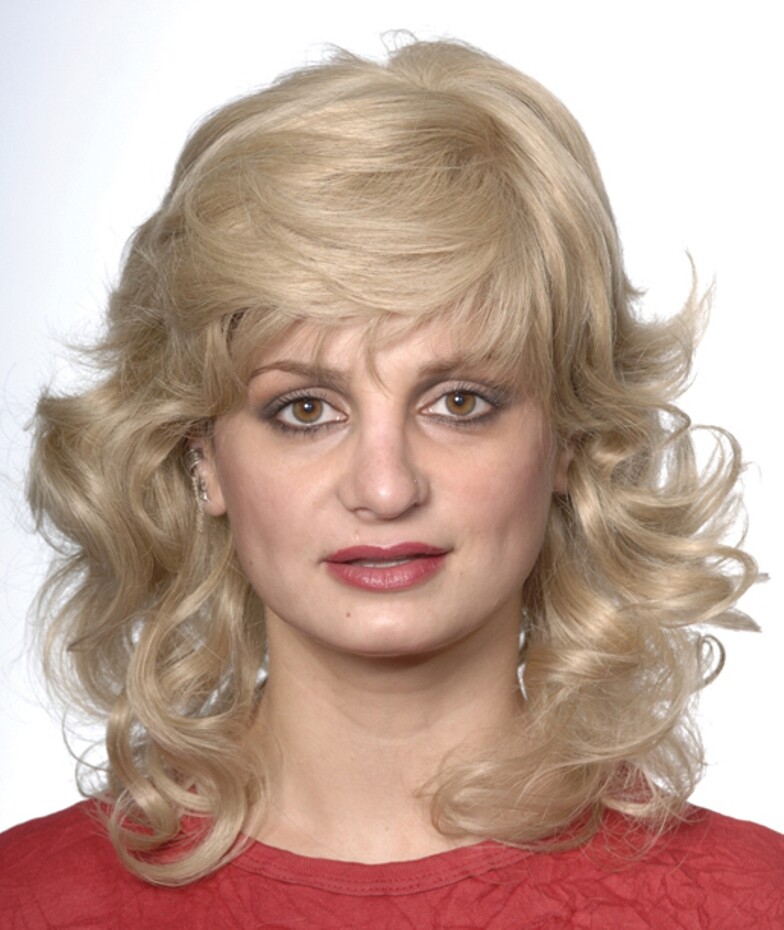 100% HUMAN HAIR SHOULDER-LENGTH SHAG LAYERED WAVES CURLY WIG MONOFILAMENT DIANE